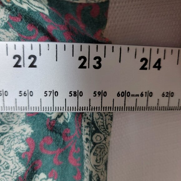 Porridge Womens Tunic Top Sz 1X Long Puff Sleeves Pleated Green Wine Floral Y2K - Picture 8 of 13